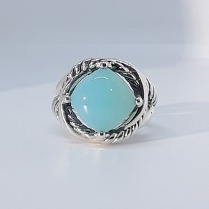 David Yurman Silver Ring with Blue Stone